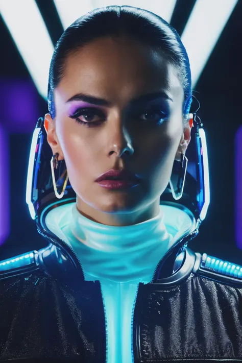mca in cyber neon lighting, futurism, intricate futuristic jewelry accessories, cyberpunk glossy white latex turtleneck, hyper photorealistic, crispy quality, digital photography, trending in artstation, trending in pinterest, cinematic, 4 k ultra hd, art by pascal blanche, art by greg rutkowski,<lyco:MariaCucinotta-RealVision-V1.0:1.0>