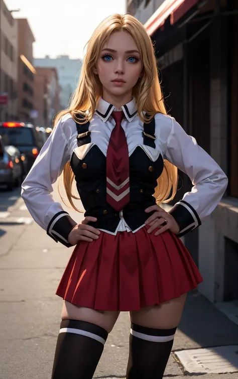 <lora:sfkarin-nvwls-v1:1> sfKarin, hair bow, serafuku, short sleeves, midriff, red skirt, shorts under skirt, fingerless gloves, (ultra realistic, 8k,high quality), above the waist photo