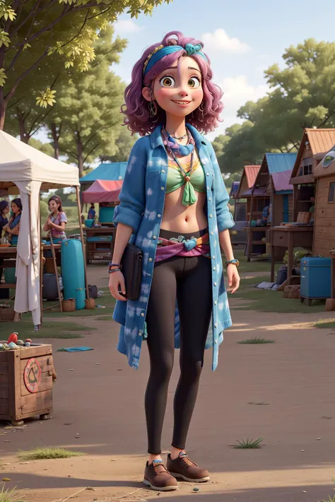 masterpiece, best quality,hippy woman, bohemian, free spirit, flower child, hippie fashion, retro, vintage, 1960s, 1970s, peace symbol, tie-dye, headband, guitar, music festival, outdoor, nature lover, carefree, laid-back, unconventional, nonconformist, boho-chic, wanderlust, traveler, backpacker, hippie lifestyle, communal living, alternative, counterculture, spiritual, mindfulness, meditation, yoga, organic, vegetarian, environmentalism, activism, social justice, human rights, peace and love, colorful, bright, happy.