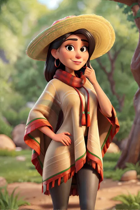 <lora:poncho:0.5> woman wearing poncho, flirting with camera, masterpiece, 8k, high resolution, shallow depth of field, sharp focus