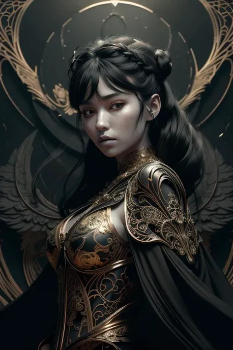 best quality ,masterpiece, illustration, an extremely delicate and beautiful, sharp focus, absurdres, realistic proportions, good anatomy, ((realistic, hyperrealistic:1. 4)), 16k hdr ,CG ,unity , ((1girl)),((thin body)), ((((gothic), twintails, bangs, frills, skirt,red hair, by lee jeffries)), ultra high res, (((dark:1.4), deep shadow, darkness, moonlight, award winning photo, extremely detailed, amazing)), Amazing, dramatic light, ((Style-Neeko)),(((mid body))), (((Soft light))), dynamic angle, the most beautiful form of chaos),(transparent clothes:1.1),symmetrical, anatomical, gothic style, detailed linework, cinematic, psychedelic, black paper with vibrant (turqoise) line work, ornate, symmetrical, ((tarot card)), highly detailed, ink illustration, style of peter mohrbacher, ((golden ratio)),(filigree:1.4) ,loong pattern,necklace, ((wings)), <lora:phoenixdress_v10:0.7><lora:phoenixdressV.2-0000010:1.0>