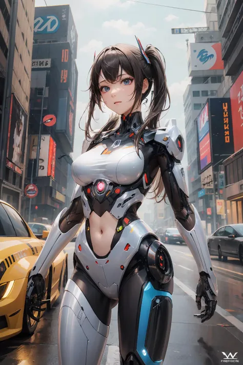 ray tracing, masterpiece, best quality, 1girl, mechanical arms, cyborg, cyberpunk,