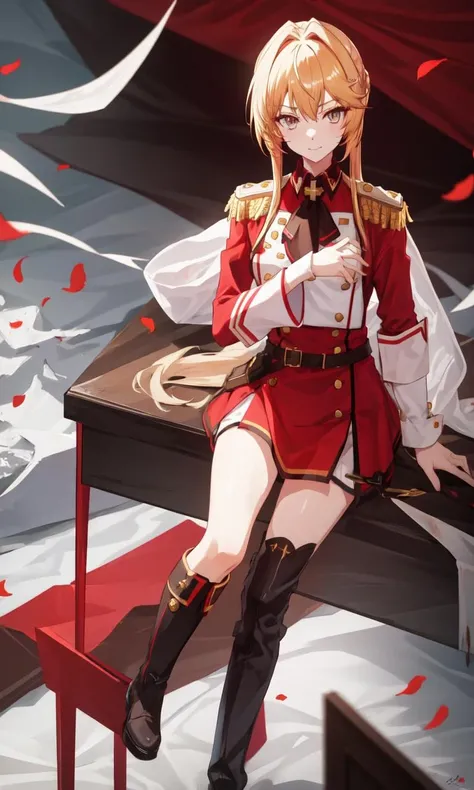 <lora:LisciaV1.0:1>, liscia, 1girl, red uniform, blonde hair,