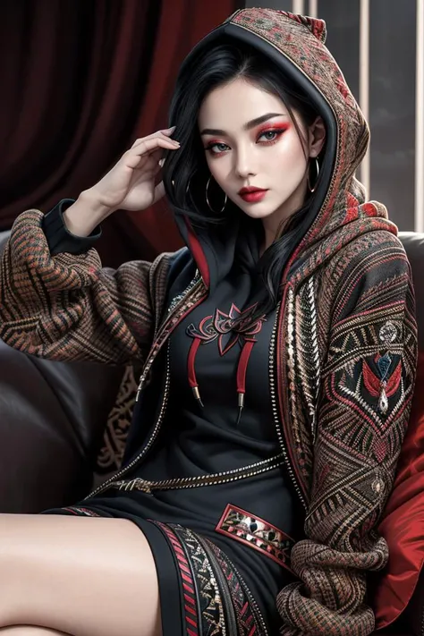 ((Masterpiece, best quality,edgQuality))
((hoodie)),edgJG fashion, a woman in a ((designer dress)),red dragon scales ,wearing edgJG_style clothing <lora:edgGallianoHoodies:1>