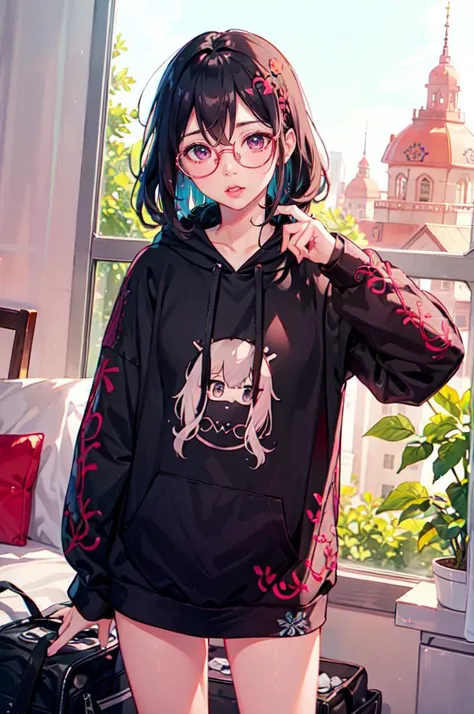 <lora:LilyPichu:0.8> (LilyPichuTI:0.9), glasses,  <lora:DudouHoodies:0.8> (dudou,dudou_embroidery:1.3), ([hoodie|dudou]::0.5), (hoodie:1.2),, ultra detailed, masterpiece, best quality, aesthetic, detailed,