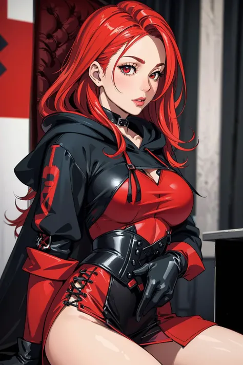 ((Masterpiece, best quality,edgQuality))
RHG, a woman in a red and black caped hoodie,wearing RHG_hoodie,gloves,
 <lora:edgLittleRedHoodie:1>