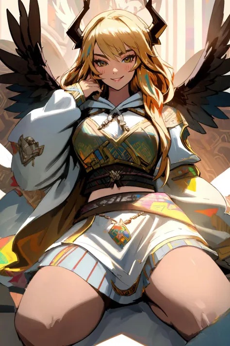 Masterpiece, absurdres, fine detail, HDR,beautiful smile, highly detailed facial features, Margot Robbie,
multicolor fabric, hoodie, a [woman|walkure] posing for a picture , wearing [walkure_armor, viking|hoodie], WINGS, viking,norse setting
 <lora:ValkHoodie:0.75>