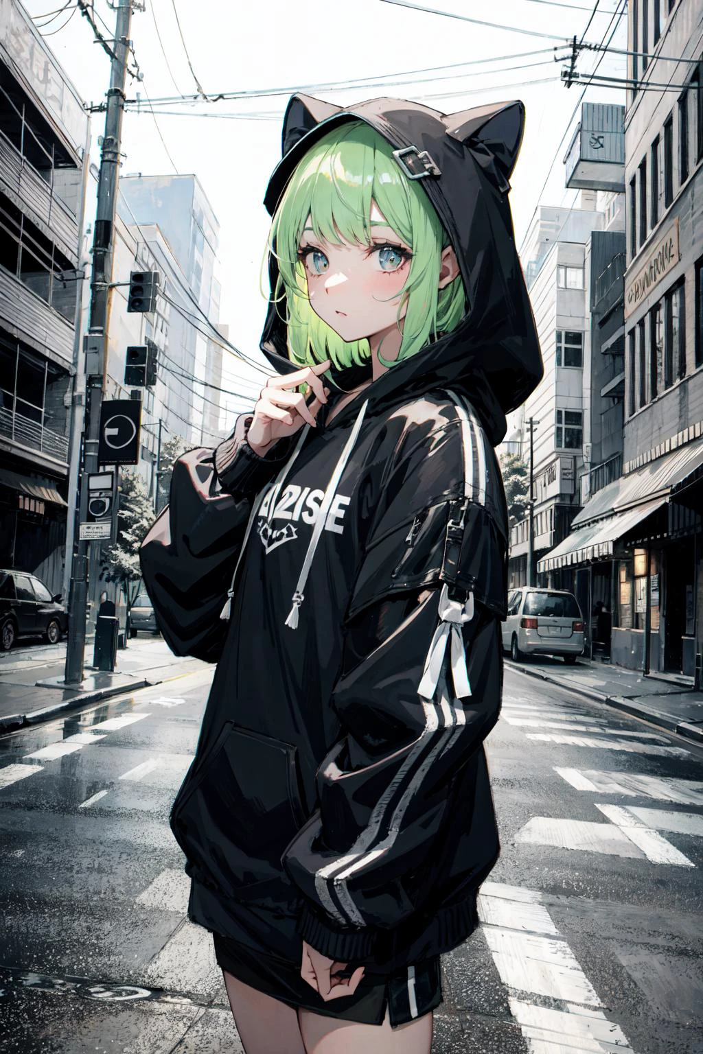 natural lighting, soft lighting, HDR (High Dynamic Range), Maximum Clarity And Sharpness, Multi-Layered Textures,(fresh and cool,bright color,cool breeze,:1.3),
perfect hands,perfect fingers,  <lora:DarkHoodies:0.8> ([hoodie|GothGal|DRK_Glam,armor]::0.55), dark armor, GothGal_hoodie