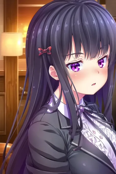 zakuronanase, <lyco:zakuronanase-lyco-nochekaiser:1>,
zakuro nanase, long hair, black hair, hair ornament, (purple eyes:1.1), hair bow, bangs, blunt bangs,
BREAK shirt, school uniform, white shirt, frills, red bow, plaid, center frills, plaid bow,
BREAK indoors, classroom,
BREAK looking at viewer, (cowboy shot:1.5),
BREAK <lyco:GoodHands-beta2:1>, (masterpiece:1.2), best quality, high resolution, unity 8k wallpaper, (illustration:0.8), (beautiful detailed eyes:1.6), extremely detailed face, perfect lighting, extremely detailed CG, (perfect hands, perfect anatomy),