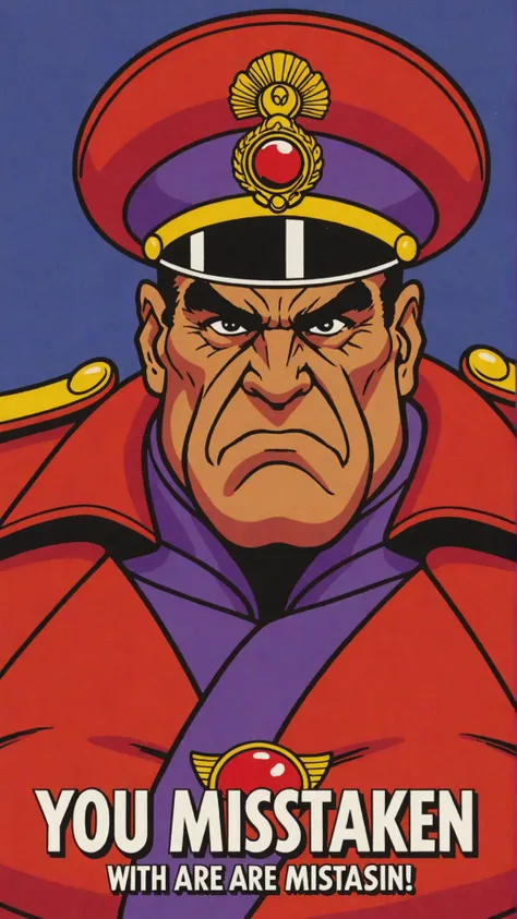 Photo of M. Bison with text that says "you are mistaken"