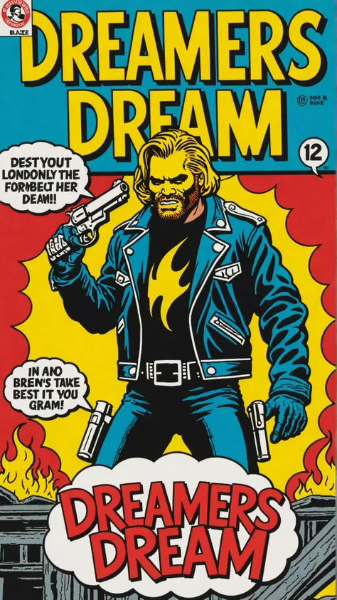 Photo of johnny blaze with text bubble that says "dreamers dream"