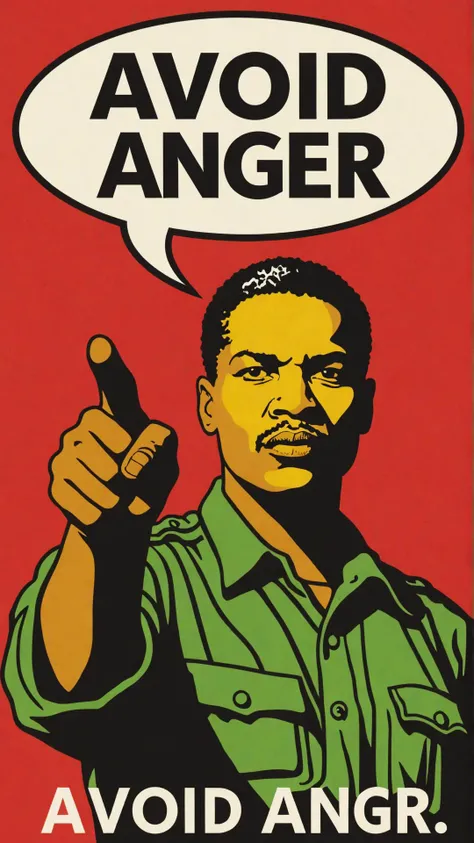 Photo of Freedom Fighter with text bubble that says "avoid anger"