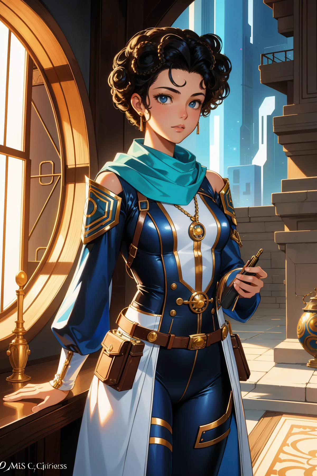 1girl, (sci-fi art designed by Greg Staples:0.8) and (James C. Christensen:1.3) and (Domenichino:0.9) , character art, 8k Airbrush painting, stylized, medium close-up shot of a Daring Expressive skinny Israeli Chef ([Hector:Minh:3]:1.3) , he is in a Blade runner setting, he mood is very light, in Fencer Chore coat, his hair is [Tanzanian:Cuban:15] and styled as Bantu knots, he has a [Funny|Soothing] Folk Silver Belt, Bandanna and Cufflink, from inside of a Lace Ireland, Golden Age grass and lava pit, Snowy, in focus, Fine art, Zen, Glow In The Dark, hair light, F/1.8, Pastel Colors, Film grain, Ebru, most cozy in the world, skin pores, trending on artstation, High quality