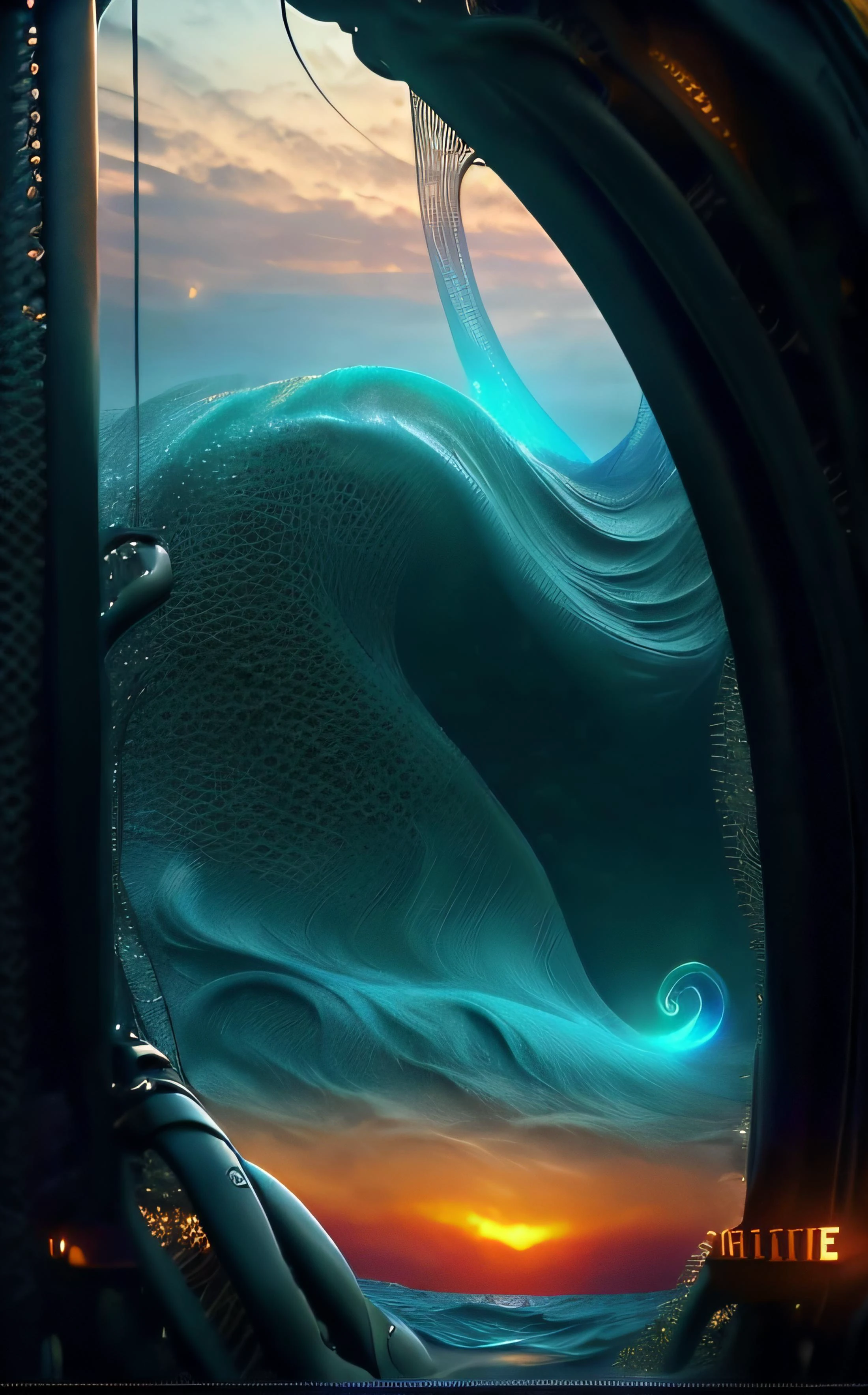 cinematic film still Bosstyle, Golden Ratio ElementsMix style, cityscape Masterpiece, best Quality, National Geographic Award winning ocean Photo: a realistic translucent dark-blue giant monster-Wave in Sideview, reaching Out of a bold 2D artistic drawn red circle, Create a stunning poster art image featuring a magnificent blue wave. The wave's crest extends slightly beyond a thick circle that has been painted over the wave. The fire circle was added to the image afterward, giving it a layered, dynamic effect. The circle and Wave shaping an Heart shaped/icon, The overall composition should be visually striking and artistic, with a focus on the interplay between the wave and the circle., Made of bold perfect lines, Grignani, Made of lines, Striped, bold lines, mechanical parts, wires, cables, Closeup, cinematic composition, atmospheric haze, very detailed, medium grain, vibrant colors,
<lora:epi_noiseoffset2:1> <lora:Portal:1> portal <lora:Niji:1> <lora:sarah:1> <lora:breastsizeslideroffset:1> . shallow depth of field, vignette, highly detailed, high budget, bokeh, cinemascope, moody, epic, gorgeous, film grain, grainy