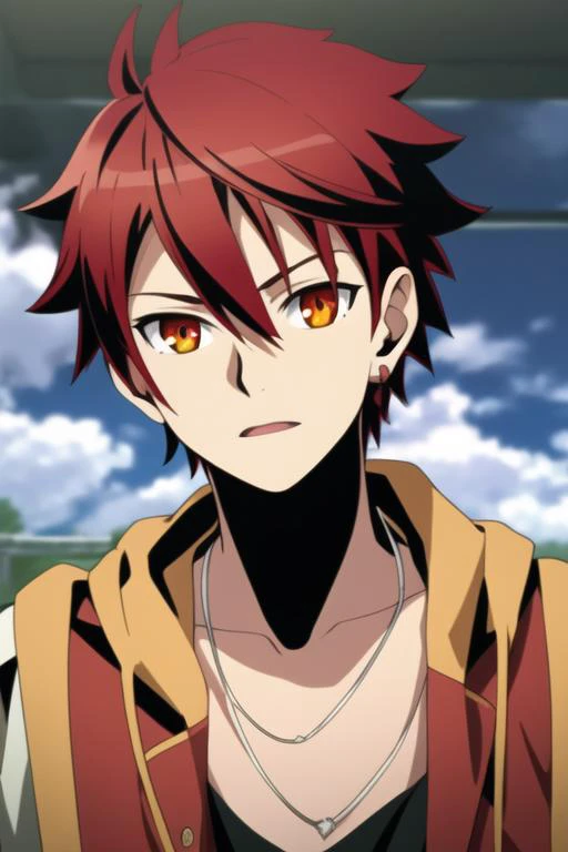 masterpiece, best quality, high quality, 1boy, solo, male focus, looking at viewer, upper body, <lora:akane_divine_gate:0.84>, akane_divine_gate, <lora:animemix_v3_offset:0.35>