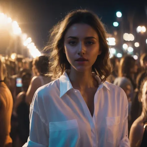 olga_alberti, <lora:OlgaAlbertiXL:1>,party girl, ((white shirt, black jeans, sneakers)) , dancing on a crowded rave party at night, ((outdoor, group of people)), ((perfect eyes, detailed eyes,realistic eyes)), ((sharp face, detailed face, realistic face, naturtal skin, realistic skin, detailed skin, pores)), (masterpiece, best quality, ultra-detailed, best shadow), high contrast, (best illumination), ((cinematic light)), colorful, hyper detail, dramatic light, intricate details, (1 girl, solo) , ultra detailed artistic photography, dreamy, backlit, shadows, ultra high definition, 8k, ultra sharp focus, ultra high quality model, soft lighting, film photography, analogue photography, hyperrealism,