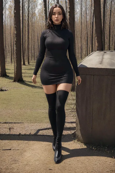 1girl, ckrdress-fc <lora:ckrdress-fc-v2:1>, full body, stunning intricate full color portrait, wearing a black turtleneck, epic character composition, by ilya kuvshinov, alessio albi, nina masic, sharp focus, natural lighting, subsurface scattering, f2, 35mm, film grain