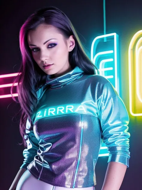 Aria768, turtleneck cyberpunk outfit with neon light, detailed eyes, photography, ultra-sharpness, highest quality, art of Anya Millen, smooth, clear focus, trend on artforum, behance hd, muted colors <lora:Aria768:0.6>