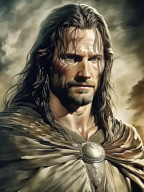 photo of the warrior Aragorn from Lord of the Rings, film grain, 8k hd
