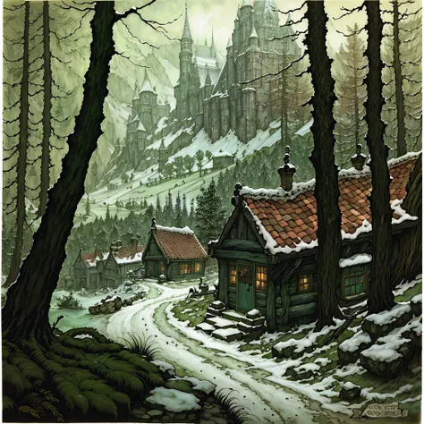 (masterpiece, top quality, best quality, official art, beautiful and aesthetic:1.2), three ugly trolls in a forest, Anton Pieck style <lora:Anton_Pieck_Style:1.0>