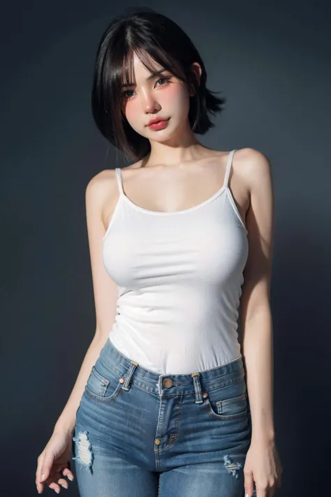 21yo girl, black bob hairstyles background, hands on the wall, body facing backward, face turned forward
. (Wearing white oversize tshirt, show shoulders), wearing hot pants, cleavage, plump body. Dark background. Voncrete background. Magenta Polaroid. Retro. Flash light