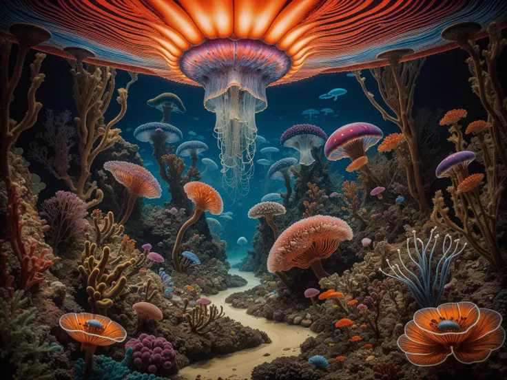 [professional::0.3][intricate:0.3:0.7][digital:0.7]-photography, <lora:psychedelic-landscape:0.6> poster, psychedelic alien-landscape, alien-skies, sci-fi fantasyscape, underwater-(jellyfish)-garden, (diorama:1.2), real liquid water, air-bubbles, (sea anemones) in foreground, <lora:add_detail:0.6> <lora:High Resolution:0.4>, picture-perfect