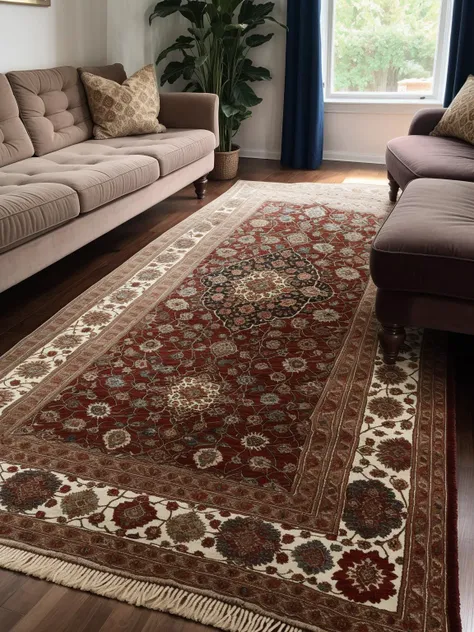[professional::0.3][intricate:0.3:0.7][digital:0.7]-photography, home magazine photo <lora:Persian-carpets:0.5>persian-carpet, persian-carpet-pathway, abstract, colorful, opulent den, couch, pillow, side-table, picture-perfect