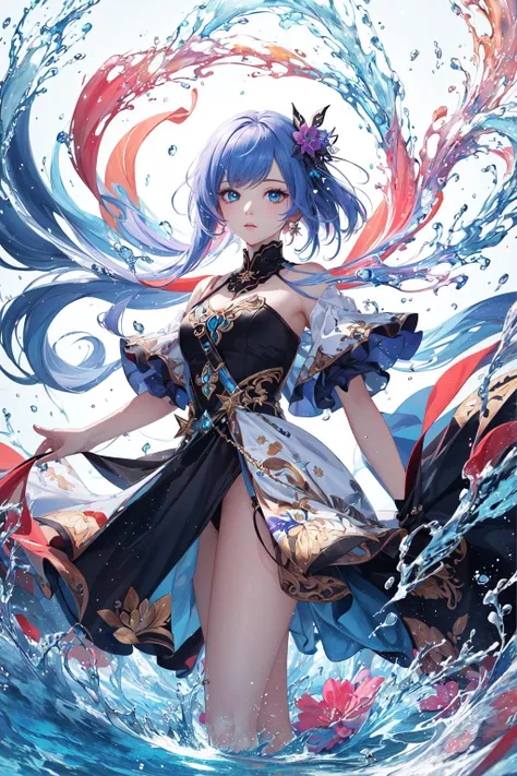 (colorful:1.3),(masterpiece:1.2), best quality, masterpiece, original, extremely detailed wallpaper, looking at viewer,(1girl:1.2)colorful,highest detailed,solo,(floating colorful water:1.2)