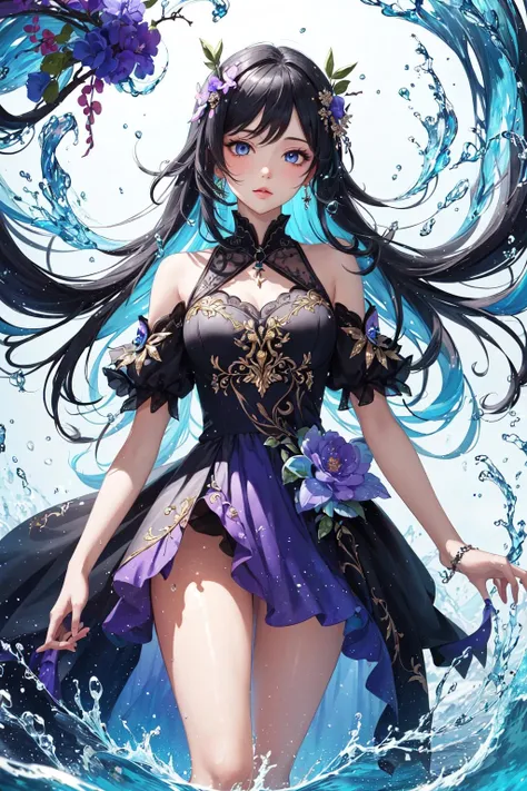 (colorful:1.3),(masterpiece:1.2), best quality, masterpiece, original, extremely detailed wallpaper, looking at viewer,(1girl:1.2)colorful,highest detailed,solo,(floating colorful water:1.2)