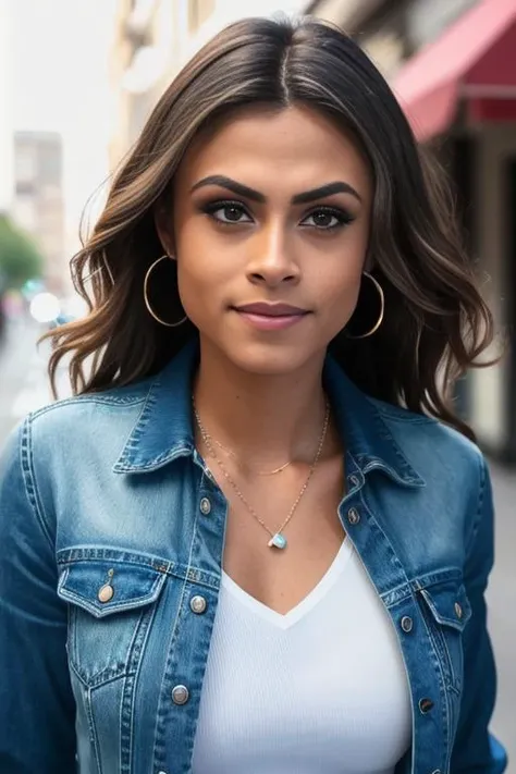 sydney portrait photo of women wearing a light blue blouse and jeans, high heels, walking on the street, (masterpiece), (best quality), (detailed), (8k), (HDR), (wallpaper), (cinematic lighting), (sharp focus), (intricate), (closeup)
