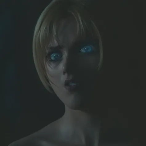 image of a girl in a dark room with a knife, Ellie (Last of Us), Ellie, Last of Us, Luscious ), Supermodel, character is half in water, silent hill style, The Last of Us Zombie, Silent Game Hill, nude, long hair
