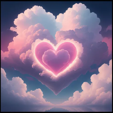 <lora:CloudyHearts:0.5>, black border, cloud, cloudy sky, cloudyhearts, heart, heart of the clouds, no humans, outdoors, reflection, sky