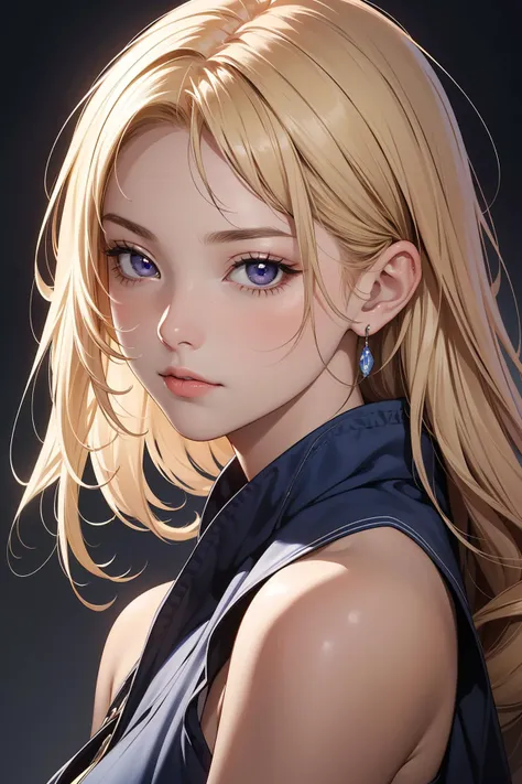 1girl, upper body, (masterpiece, best quality), RAW photo, 16k wallpaper, extremely detailed CG, amazing, ultra detailed, hyperrealistic, official art, High quality texture, incredibly absurdres, highres, 18 years old, cute girl, blonde hair, beautiful face, detailed dark indigo eyes