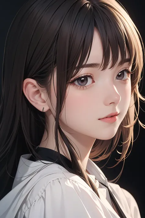 1girl, upper body, best quality, RAW photo, 16k wallpaper, extremely detailed CG, amazing, ultra detailed, hyperrealistic, official art, High quality texture, incredibly absurdres, highres, 18 years old, cute girl, beautiful face, detailed dark brown eyes