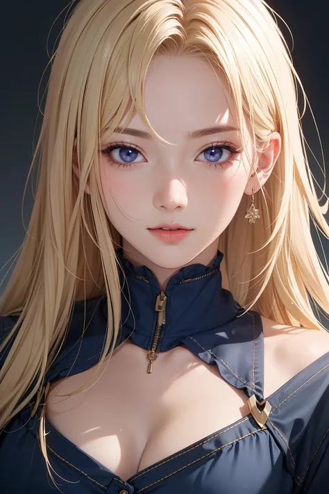 1girl, upper body, best quality, RAW photo, 16k wallpaper, extremely detailed CG, amazing, ultra detailed, hyperrealistic, official art, High quality texture, incredibly absurdres, highres, 18 years old, cute girl, blonde hair, beautiful face, detailed dark indigo eyes