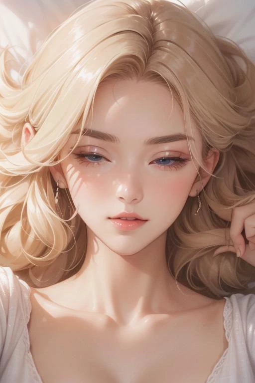 1girl, nsfw, lying on a bed, 18 years old, purely cute girl, blonde hair, dark indigo eyes, beautiful face, delicate face, perfect face, (furrow her brows:1.2), minimal makeup, pink lipstick, BREAK
(ecstasy expression:1.4), (blissful expression:1.2), (close her eyes), (lips are parted:1.2), (emitting a soft sigh-like expression:1.2), close up, from above, BREAK
(best quality, masterpiece), RAW phot, (Sony Alpha 7R IV camera and a FE 90mm f/2.8 Macro G OSS lens), (an aperture of f/2.8, a shutter speed of 1/125, an ISO of 100, white balance 4000k), award-winning, 16k wallpaper, finely detailed, official art, subsurface scattering, golden ratio, digital painting, high-quality texture, finely textured, incredibly detailed, (absurdres, highres, ultra detailed), huge file size, beautiful composition, sharp focus, cinematic post-processing, epiCPhoto, <lora:ReaLora:0.6>, <lora:add_detail:0.1>