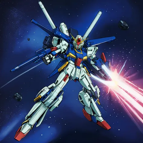 masterpiece,high quality,space,
<lora:zzgundam003:0.7>,
zzgundam,mobilesuit,
beam rifle,holding weapon,beam attack,energy beam,