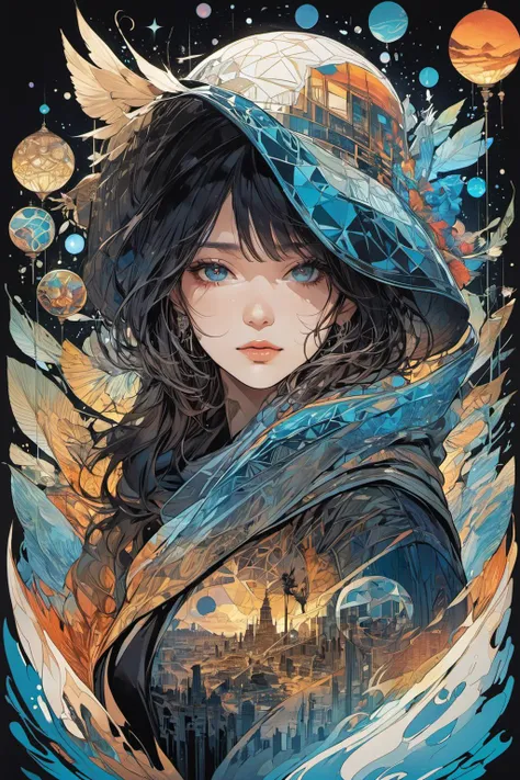 masterpiece,best quality,mysterious silhouette woman with hat,by Minjae Lee,Carne Griffiths,Emily Kell,Steve McCurry,Geoffroy Thoorens,Aaron Horkey,Jordan Grimmer,Greg Rutkowski,amazing depth,double exposure,surreal,geometric patterns,intricately detailed,bokeh,perfect balanced,deep fine borders,artistic photorealism,smooth,great masterwork by head of prompt engineering,