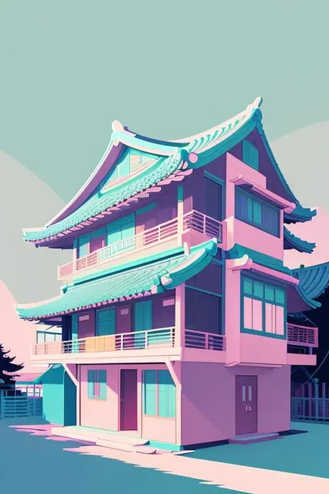 <lora:PastelVectorAi:0.6> PastelVectorAi, Korean hous, flat vector art, cel shading, simple background, clear drawing, outline, flat background