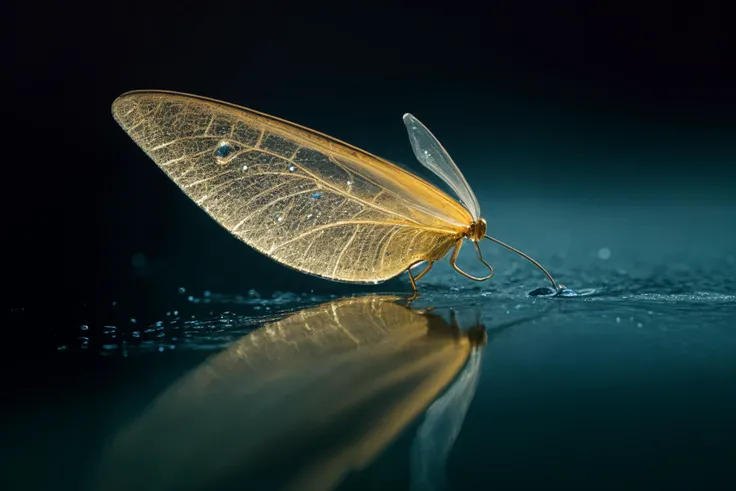 high quality,highly detailed,8K Ultra HD,ral-elctryzt water made skinny elegant firefly made of water drops,In this enchanting artwork,the very essence of water drops transforms into ral-elctryzt firefly,each droplet gracefully adorning the wings of a firefly in flight,The translucence of the water captures the delicate beauty of the ral-elctryzt firefly,as if nature has granted fleeting wings to the liquid essence,The intricate patterns formed by these electric water made fireflies evoke a sense of enchantment,their ephemeral forms suspended in time,The play of light on their wings adds a touch of magic,turning ordinary droplets into a symphony of ral-elctryzt firefly,dancing in the realm where water meets whimsical flight,by yukisakura,awesome full color,realistic,photorealistic,epiCRealism,masterpiece,best quality
