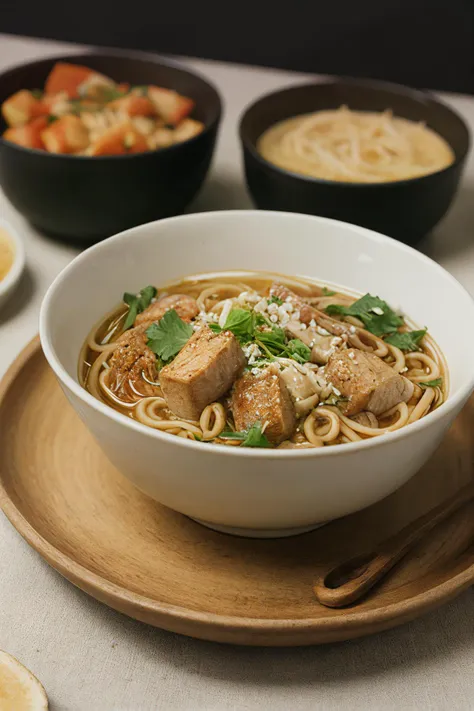 RAW Photo,a bowl of the most delicious spicy vegetable ramen noodles,food photography,photorealistic,ultra realistic,maximum detail,foreground focus,8k,cinematic,octane render,uplight,no blur,depth of field,dof,bokeh,masterpiece,