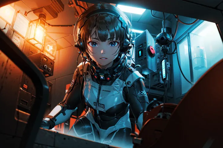 masterpiece,best quality, 1girl,space suit,3D animation, Pixar style,physically based rendering,ray tracing, global illumination,ambient occlusion, depth of field, dramatic shadows, warm and cool tones, rim lighting, subsurface scattering, atmospheric perspective, volumetric lighting, realistic shadows, soft shadows, backlit, bloom, flares, god rays, neon lights, reflections, highlights, bokeh. <lora:vividImpactfulStyle_v40g:0.7>