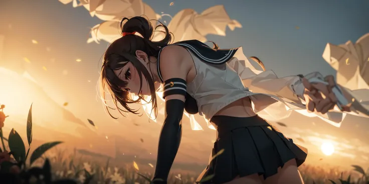 masterpiece,best quality, 1girl,solo,sailor senshi uniform,3D animation, Pixar style,physically based rendering,ray tracing, global illumination,ambient occlusion, depth of field, dramatic shadows, warm and cool tones:0.3, rim lighting, subsurface scattering, atmospheric perspective, volumetric lighting, realistic shadows, soft shadows, backlit, bloom, flares, god rays, neon lights:0.5, reflections, highlights, bokeh, <lora:vividImpactfulStyle_v40g:0.4>