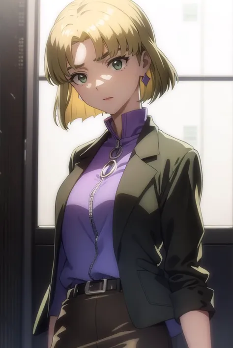 ritsukoakagi, <lyco:ritsuko akagi rebuild-lyco-nochekaiser:1>,
ritsuko akagi, short hair, blonde hair, mole, mole under eye, (parted bangs:1.5), (green eyes:1.5),
BREAK lipstick, skirt, jewelry, pantyhose, earrings, belt, pencil skirt, labcoat, shirt, purple shirt, turtleneck, zipper,
BREAK indoors, laboratory,
BREAK looking at viewer, (cowboy shot:1.5),
BREAK <lyco:GoodHands-beta2:1>, (masterpiece:1.2), best quality, high resolution, unity 8k wallpaper, (illustration:0.8), (beautiful detailed eyes:1.6), extremely detailed face, perfect lighting, extremely detailed CG, (perfect hands, perfect anatomy),