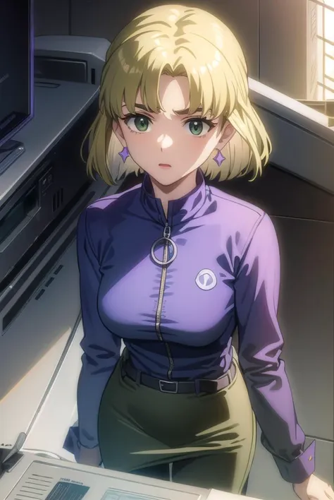 ritsukoakagi, <lyco:ritsuko akagi rebuild-lyco-nochekaiser:1>,
ritsuko akagi, short hair, blonde hair, mole, mole under eye, (parted bangs:1.5), (green eyes:1.5),
BREAK lipstick, skirt, jewelry, pantyhose, earrings, belt, pencil skirt, labcoat, shirt, purple shirt, turtleneck, zipper,
BREAK indoors, laboratory,
BREAK looking at viewer, (cowboy shot:1.5),
BREAK <lyco:GoodHands-beta2:1>, (masterpiece:1.2), best quality, high resolution, unity 8k wallpaper, (illustration:0.8), (beautiful detailed eyes:1.6), extremely detailed face, perfect lighting, extremely detailed CG, (perfect hands, perfect anatomy),