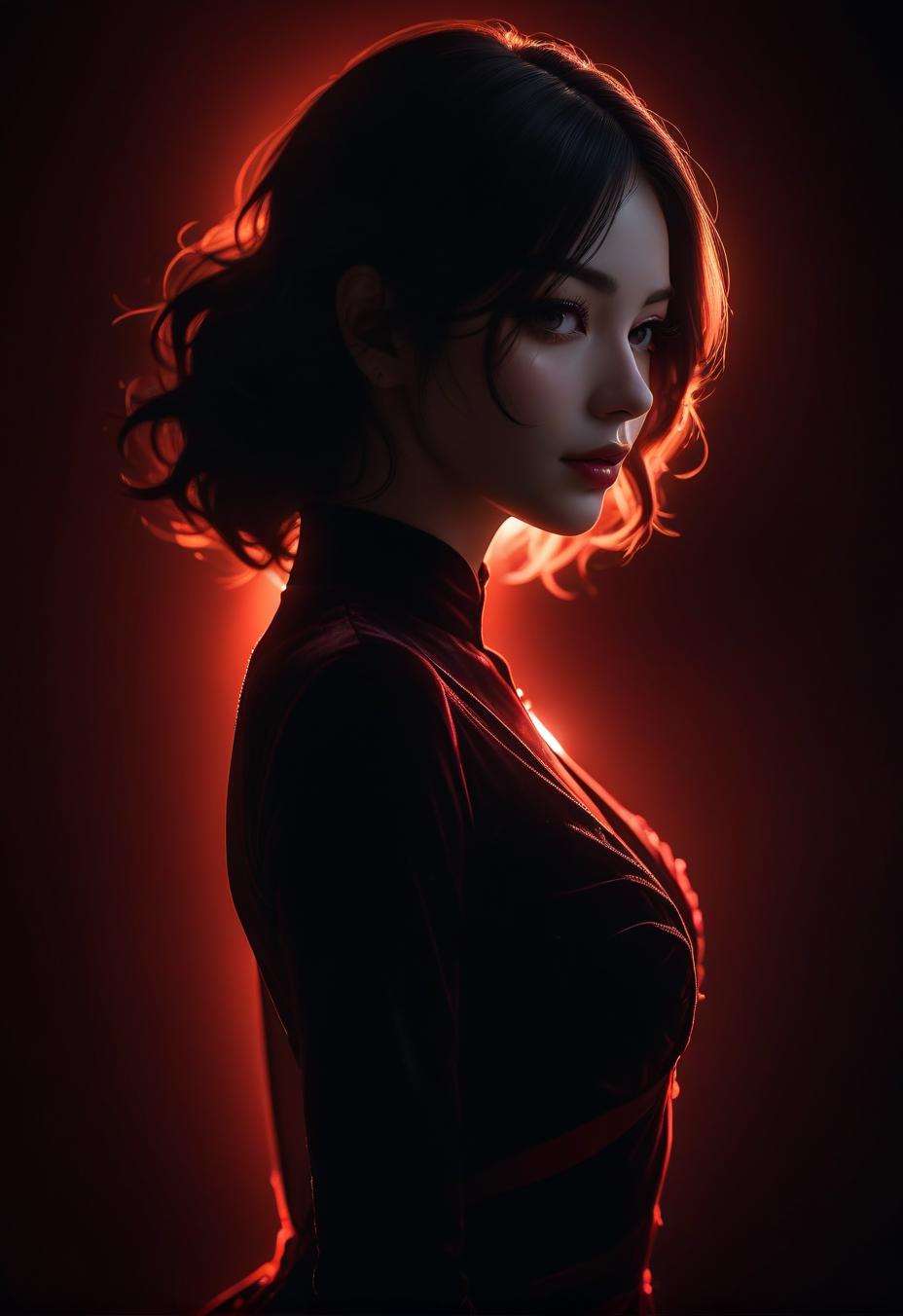 A woman in a red dress is posing for a picture - SeaArt AI