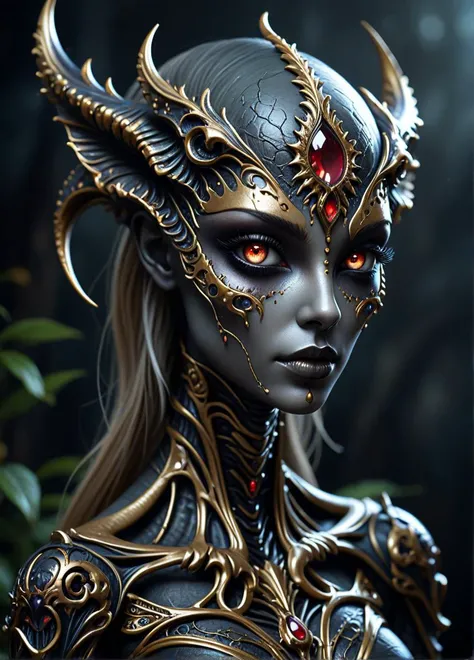 macabre style extraterrestrial creature- diverse life forms with imaginative appearances, elegant, . dark, gothic, grim, haunting, highly detailed,
