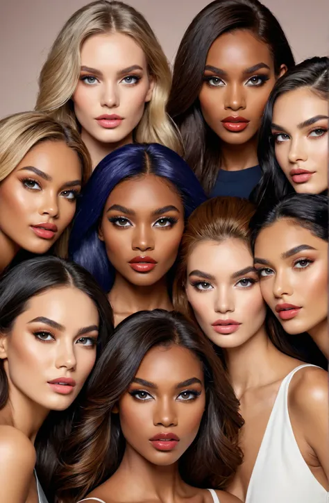 (((masterpiece))), best quality, hyper detailed gouache style painting portrait of a group of beautiful female demons, red/yellow eyes, smooth shadows, hyper realistic textures, 8k, best quality, realistic features, stylized illustration, smooth shadows, correct anathomy, chromatic aberration, neon highlights, global warm lights, dynamic poses, expressive facial expressions