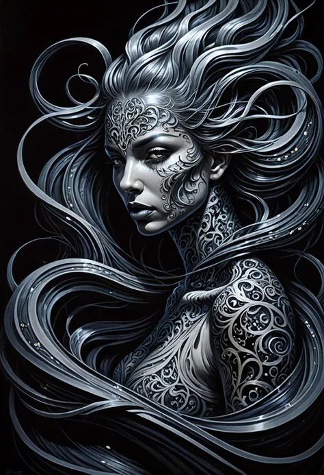 Surrealist art Surrealist art a linquivera kylin, bold lines, hyper detailed, dark limited palette, chiaroscuro, <lora:linquivera:0.8>, liiv1, . Dreamlike, mysterious, provocative, symbolic, intricate, detailed