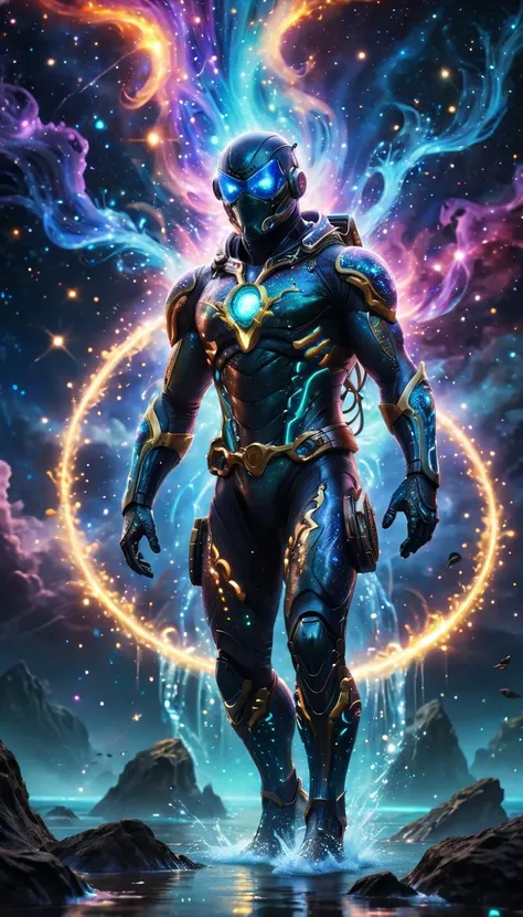 ethereal fantasy concept art of concept art of ral-ledlights frogman, against a nebula background, <lora:ral-ledlights:0.5> . magnificent, celestial, ethereal, painterly, epic, majestic, magical, fantasy art, cover art, dreamy
